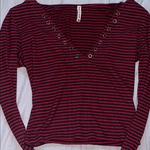 Emma & Sam Maroon Stripe Crop Top